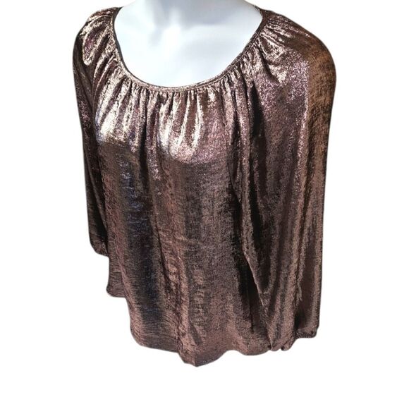 LANE BRYANT Women's New Plus Size Rose Colored Swing Satin Boatneck Blouse - Picture 8 of 15